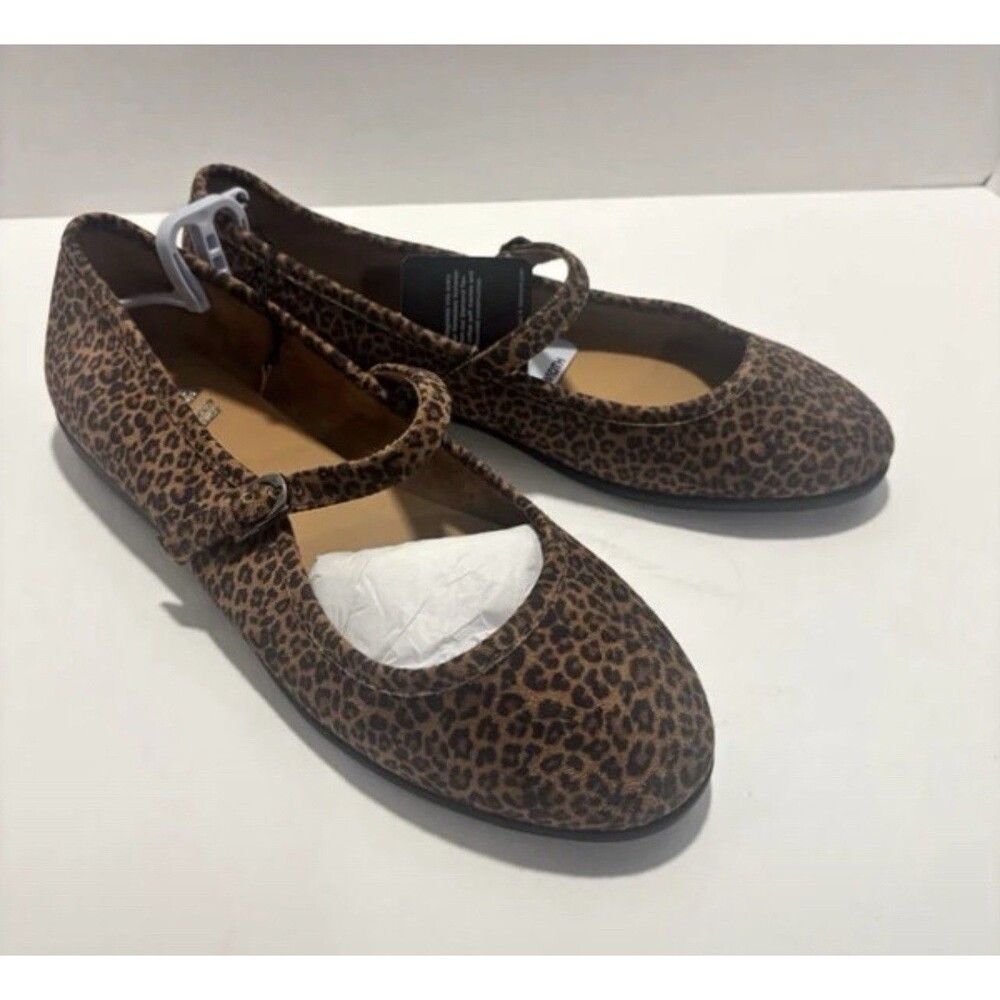 Aerosoles All Womens 11W Mary Jane Flats Leopard Print Wide Width Cushioned NEW